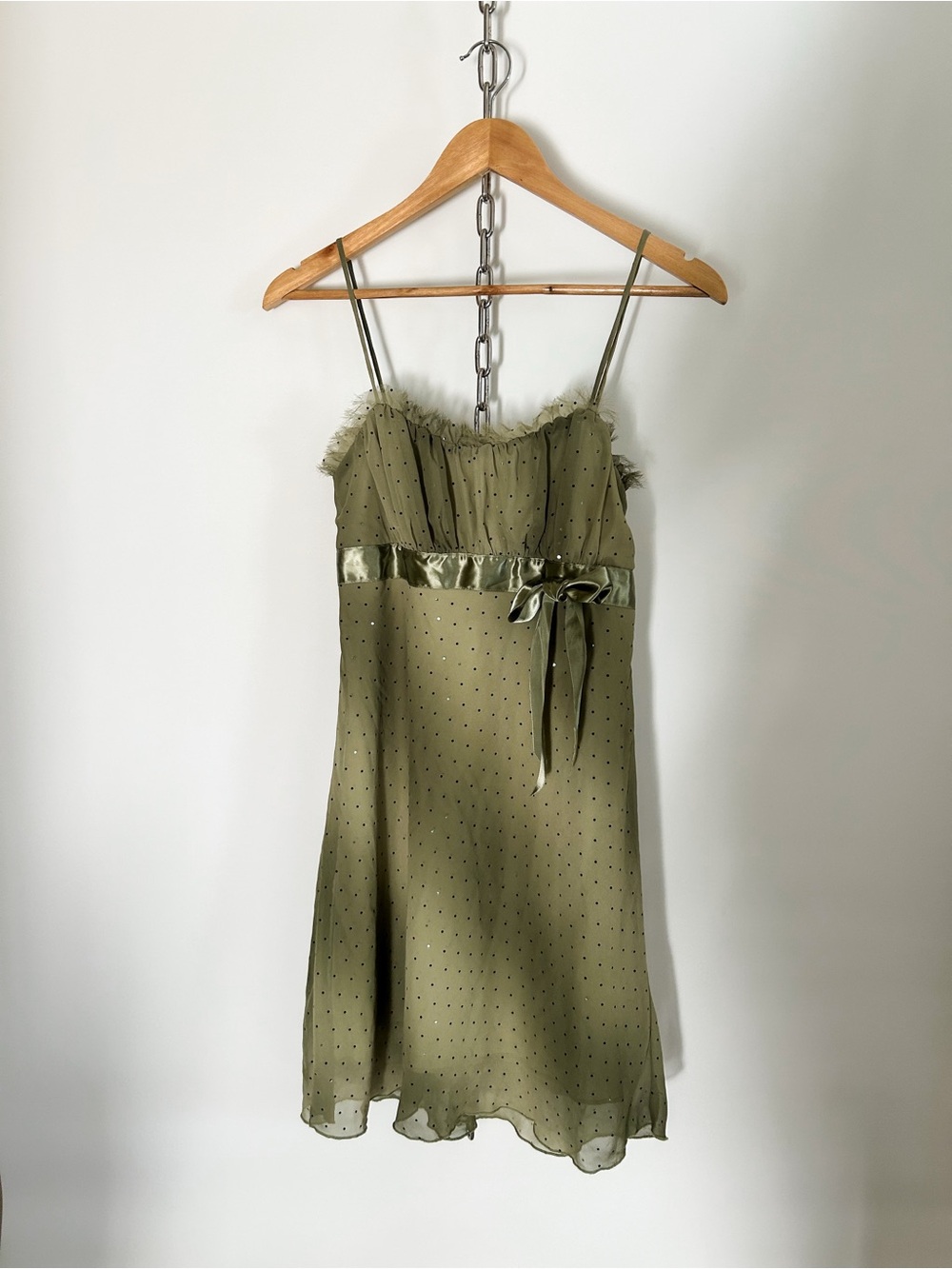 Y2K Trixxi Green Fairy Grunge Dress with Satin Bow